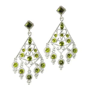 Lime Green Rhinestone Chandelier Dangle Earrings