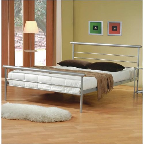 Queen Size Contemporary Style Silver Finish Metal Platform Bed Where to
