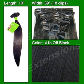 10 Inch #1b Off Black Pro Extensions Human Hair Extensions 10