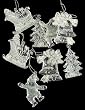 Club Pack Of 216 Clear Glitter Santa Claus, Bell and Sleigh Christmas Ornaments