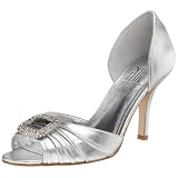 Pelle Moda Women's Ornate Open Toe Two Piece Pump,Silver,7 M US