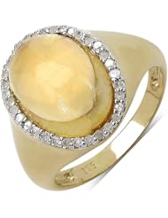 6.73 Carat Genuine Golden Citrine and 0.17 ct. t.w. Carat Genuine Diamond Accents 14k Gold Plated Silver Ring