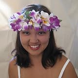 Purple Plumeria Haku Headband, Matching Lei