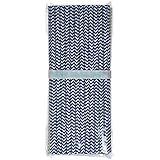 Outside the Box Papers Navy Blue and Gold Chevron and Stripe Paper Straws -Birthday Party Supply Wedding, Bridal Shower 100%Biodegradable 7.75 Inches Pack of 100