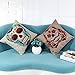 L&J.ART 2 PCS 18'' Vintage Colorful Skull Mexican Day of The Dead Linen Throw Pillow Cushion Cover Covers