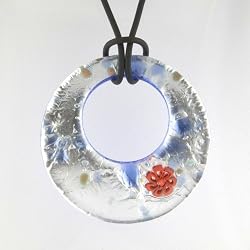Handmade Millefiori Murano Glass Pendant - Viola Blue/Silver Style2