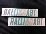 2 X RalliArt Racing Decal Sticker (New) Black with Orange and Red Size 8''x 1.7''