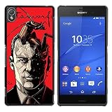 Slim Design Hard PC/Aluminum Shell Case Cover for Sony Xperia Z3 D6603 / D6633 / D6643 / D6653 / D6616 Metamorphosis Red Poster Man Book / JUSTGO PHONE PROTECTOR