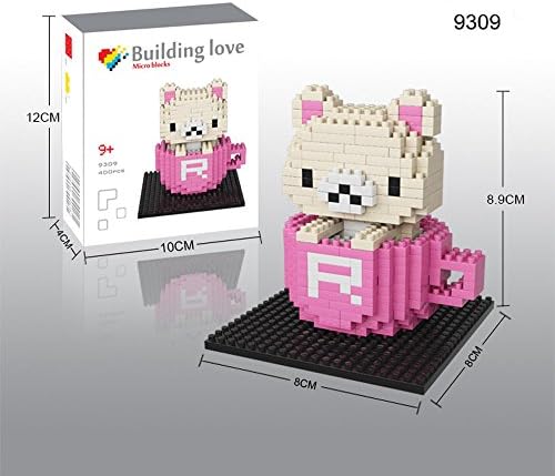 VXV Micro Blocks,Easily bear in the cup Blocks pink Bear Parent-child Games Building Blocks Children's Educational Toys, LOZ Nanoblock Compatible (pink)