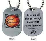 51pm%2BLR7LnL. SL160  Forgiven Jewelry   Aluminum Dog Tags  Colorful Basketball Pendant Necklace I Can Do All Things Through Christ