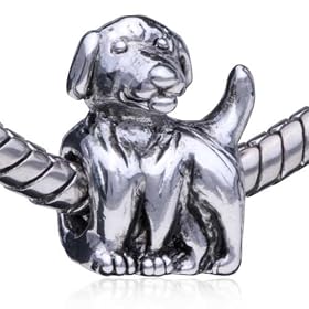 Buy Pandora Bead and Bracelet Fit - Antique Finished Dog Silver Plated European Charm Beads by Pugster