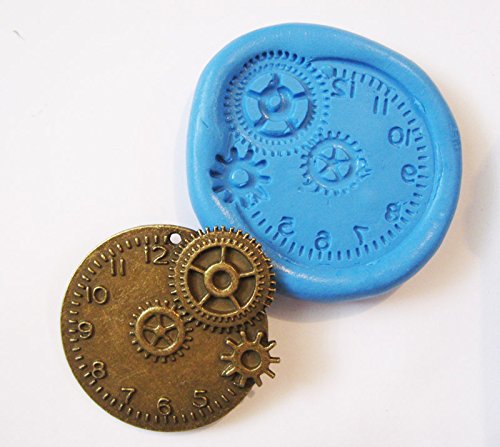 Steampunk Clock Flexible Food Grade Silicone Push Mold for Polymer Clay, Resin,wax,miniature Food,sweets,plaster