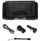 IMAGE OF Marqee Leather Pouch Carrying Case Cover for Samsung Epic 4G + Includes a Home Wall USB Charger and Car USB Charger + Includes a USB Cable to charge cell phone
