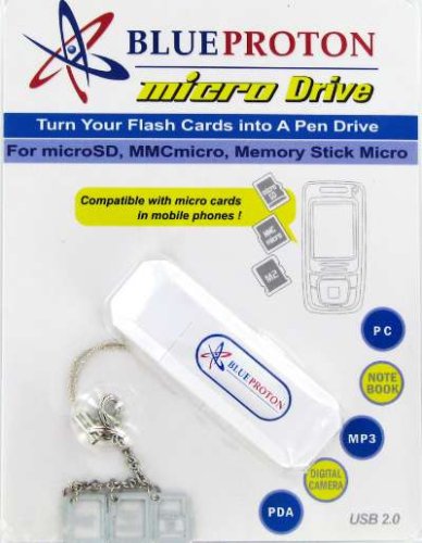 Sandisk MicroSD 4GB (SDSDQ-4096) & BlueProton 3in1 microSDHC USB 2.0 Card Reader Writer (White)