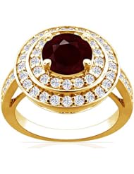 14K Yellow Gold Round Cut Ruby Ring With Sidestones (GIA Certificate)