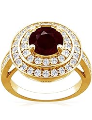 18K Yellow Gold Round Cut Ruby Ring With Sidestones (GIA Certificate)