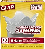 Glad Tall Kitchen Quick-Tie Trash Bags, 13 Gallon, 80 Count