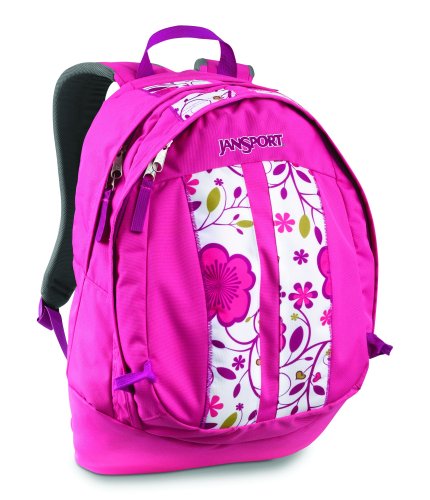 JanSport Sputnik Core Series Backpack, New Hot Pink/New Hot Pink Tree Flower
