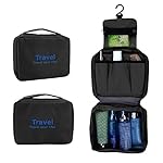 ieGeek バスルームポーチ トラベルグッズ 収納ケース 洗面用具 旅行用化粧品バッグ 男女兼用 (ブラック)