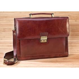 Double Compartment Expandable Leather Briefcase