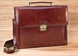 Double Compartment Expandable Leather Briefcase