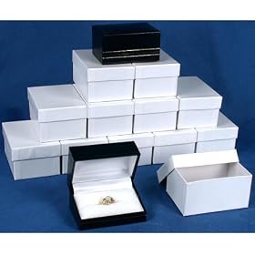 12 Double Ring Gift Boxes Black & White Leather Display