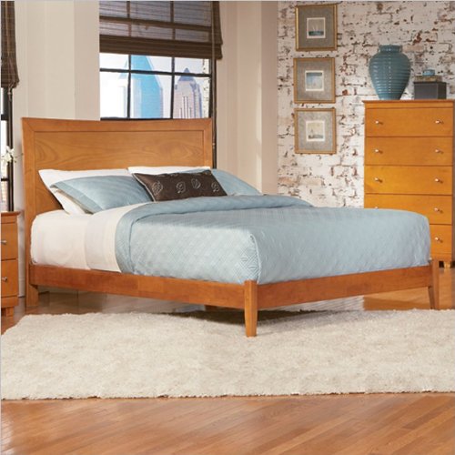 Full Atlantic Furniture Miami Modern Platform Bed with Open Footrail in Caramel Latte