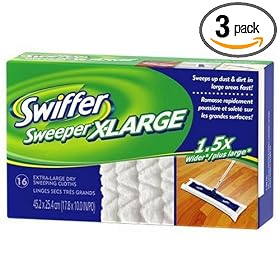 Swiffer Sweeper X-Large Disposable Sweeping Cloths, 16-Count Boxes (Pack of 3)