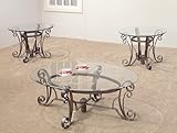 3PC Metal Base Oval Coffee Table & 2 Occasional Side/End Tables Set