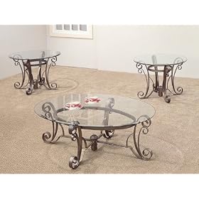 3 Piece Occasional Table Set with Glass Tops