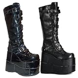 Demonia Men's STACK-308, 6 3/4 Zip-Zag Strap Platform Knee Boot