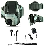 Black Adjustable Deluxe Sportband / Workout Armband with Adaptable Neck Str ....