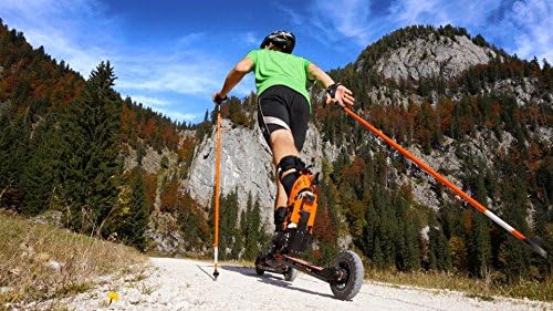 Bundle skike v8 TOUR (PAIR) with Original Skike High Tech Carbon Poles (size adjustable) - Roller Ski, Rollerblade, Skiing Outdoor Experience, Cross Country Ski