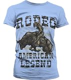 Rodeo American Legend Juniors Rodeo T-shirt, Cowboy Bull Riding Flag Design Juniors Shirt