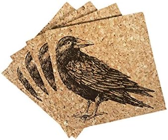 Raven Cork Coaster - 4 Pack