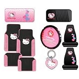 - Hello Kitty Hearts Design 10pc Combo Set Front and Rear Carpet Floor Mats, Seat Covers, Steering Wheel Cover, Cd Visor Organizer, Sun Shade and Keychain Gift Set