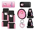- Hello Kitty Hearts Design 10pc Combo Set Front & Rear Carpet Floor Mats, Seat Covers, Steering Wheel Cover, Cd Visor Organizer, Sun Shade & Keychain Gift Set
