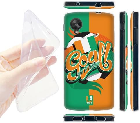Head Case Designs Cote d'Ivoire Football Countries Soft Gel Back Case Cover for LG Google Nexus 5 D820 D821