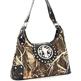 Designer Realtree camouflage hobo handbag with rhinestone fleur de lis sign Camouflage / Black