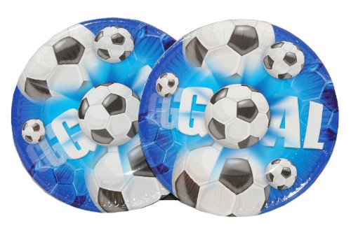 10 tlg. Set Pappteller Fußball blau Teller Küche Essen Kinder Kinderparty Pappe Fussball Ball Sport