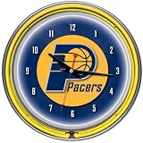 NBA1400-IP - Indiana Pacers NBA Chrome Double Ring Neon Clock