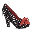 High Heel Penthouse Shoes Peep Toe Polkadot Pumps 4.5 Inch Microfiber Satin Bow Women's Wedge Shoes Black Red White