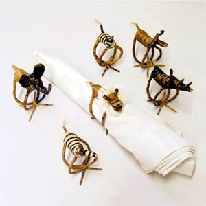 Napkin Rings 6-Set Banana Fiber Six Animals from Africa #NARK06