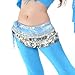 BellyLady Belly Dance Hip Scarf, Multi-Row Silver Coin Dance Skirt