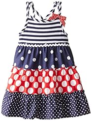 Girls  Tiered Cotton General Print  Dress With a Bow(s)