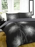Isis Black Grey Duvet Quilt Cover Set, Double Bed
