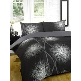 Isis Black Grey Duvet Quilt Cover Set, King Size