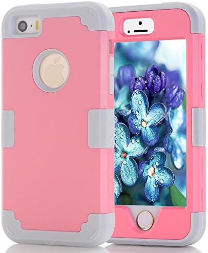 iPhone 5s case, iPhone 5 case, (TPU+ Silicone) Anti-slip Shockproof Dustproof slim and stylish protective case for iPhone5 iPhone5S (Pink+Grey)