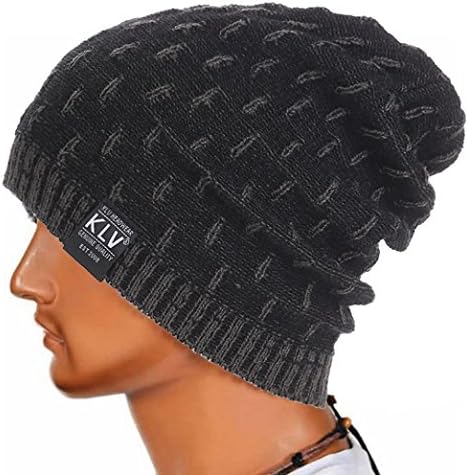 EKIMI Men Women Warm Winter Wool Knit Ski Beanie Skull Slouchy Caps Hat (Gray)