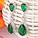 EVER FAITH Cubic Zirconia May Birthstone Tear Drop Wedding Prom Dangle Earrings Green Silver-Tone